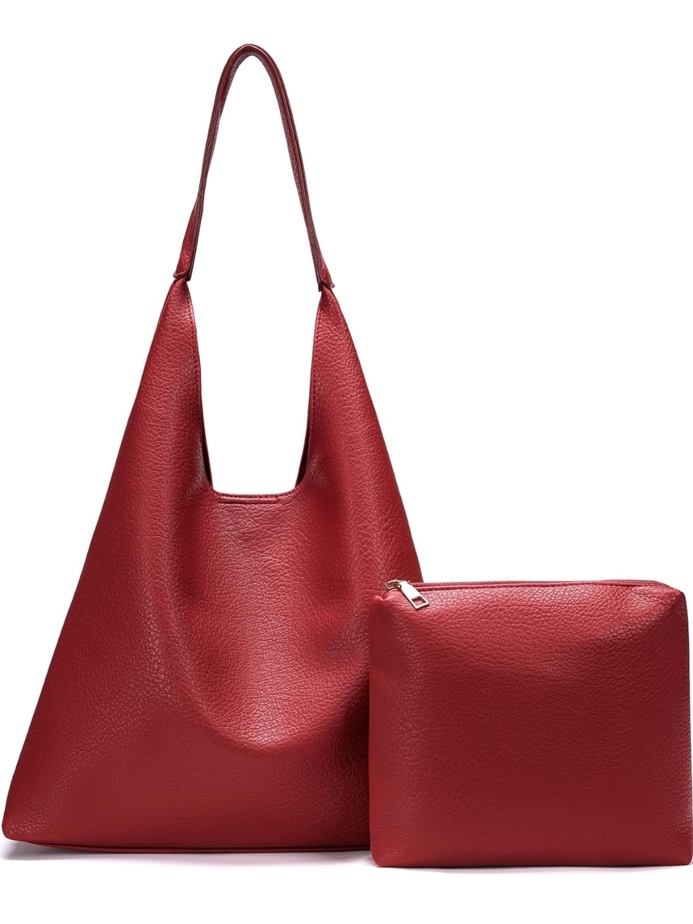 Stylish Red Women’s  Vegan Leather Tote Bag with Pouch